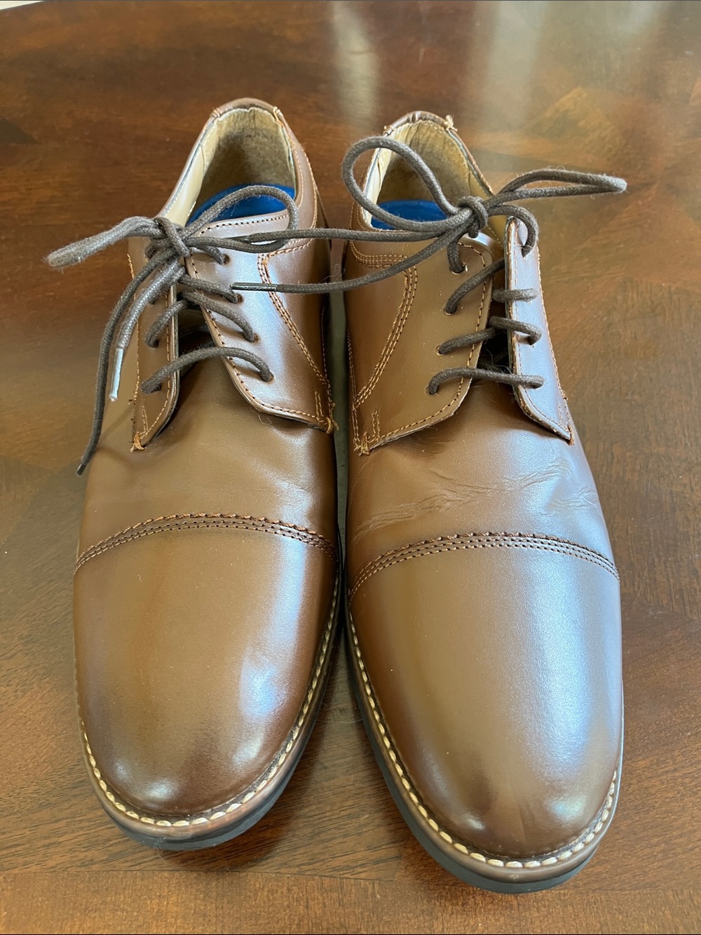 Men's Brown Leather Lace-Up Dress Shoes, Nunn Bush